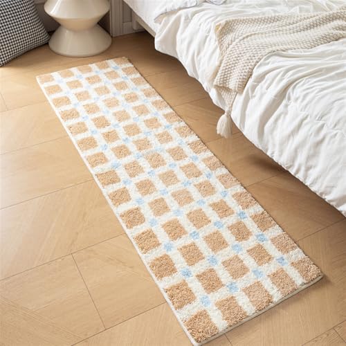GIBZ Teppich Wohnzimmer Weiche Kurzflor Shaggy Teppiche, rutschfest Matte für Schlafzimmer Kinderzimmer Küche Badezimmer Flur, Khaki Stil 1, 40 x 120 cm von GIBZ