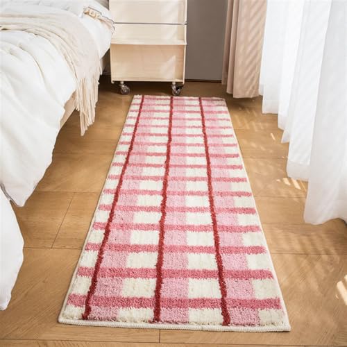 GIBZ Teppich Wohnzimmer Weiche Kurzflor Shaggy Teppiche, rutschfest Matte für Schlafzimmer Kinderzimmer Küche Badezimmer Flur, Rosa Stil 1, 50 x 80 cm von GIBZ