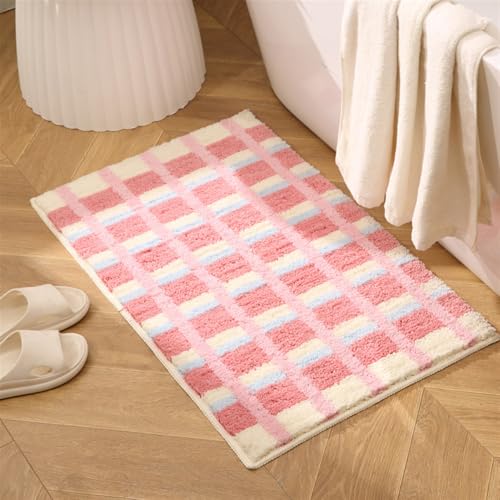 GIBZ Teppich Wohnzimmer Weiche Kurzflor Shaggy Teppiche, rutschfest Matte für Schlafzimmer Kinderzimmer Küche Badezimmer Flur, Rosa Stil 2, 40 x 60 cm von GIBZ