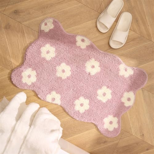 GIBZ Teppich Wohnzimmer Weiche Kurzflor Shaggy Teppiche, rutschfest Matte für Schlafzimmer Kinderzimmer Küche Badezimmer Flur, Rosa Stil 3, 40 x 60 cm von GIBZ