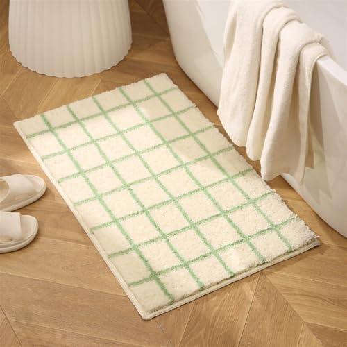 GIBZ Teppich Wohnzimmer Weiche Kurzflor Shaggy Teppiche, rutschfest Matte für Schlafzimmer Kinderzimmer Küche Badezimmer Flur, Weiß, 50 x 80 cm von GIBZ