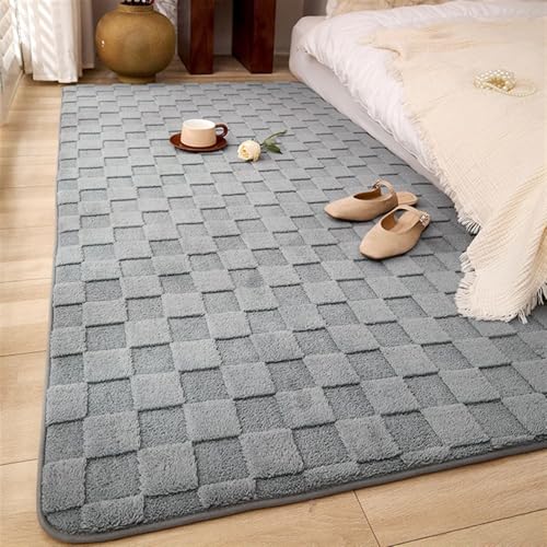 GIBZ Teppiche Kurzhaar Rechteckiger Block Schachbrettartiger Teppich für Schlafzimmer Wohnzimmer rutschfest Grau 61x91cm GIBZ Teppiche Kurzhaar Rechteckiger Block Schachbrettartiger Teppich für Schlafzimmer Wohnzimmer rutschfest Grau 61x91cm von GIBZ