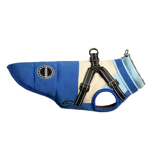 GIBZ Winter Hundejacke, Warme Kleidung mit Fleece und Reflektierendem Geschirr Wasserdicht, Mantel für Kleine und Große Hunde, Blau, 2XL GIBZ Winter Hundejacke, Warme Kleidung mit Fleece und Reflektierendem Geschirr Wasserdicht, Mantel für Kleine und Große Hunde, Blau, 2XL von GIBZ