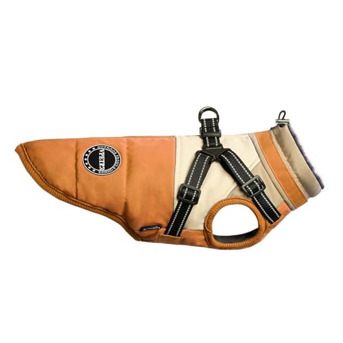GIBZ Winter Hundejacke, Warme Kleidung mit Fleece und Reflektierendem Geschirr Wasserdicht, Mantel für Kleine und Große Hunde, Orange, S GIBZ Winter Hundejacke, Warme Kleidung mit Fleece und Reflektierendem Geschirr Wasserdicht, Mantel für Kleine und Große Hunde, Orange, S von GIBZ