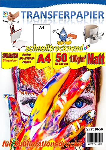 GIC A4 Sublimationspapier: Transferpapier für Textilien und Feststoffe - 50 Blatt Packung - Optimal auf die Marke GIC abgestimmt GIC A4 Sublimationspapier: Transferpapier für Textilien und Feststoffe - 50 Blatt Packung - Optimal auf die Marke GIC abgestimmt von GIC - German Ink Company