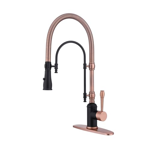 Kupfer-Küchenarmatur, Einhandgriff, 360° drehbar, hoher Bogen, Küchenspüle, Wasserhahn mit Deckplatte, schwarz + rotes Kupfer Kupfer-Küchenarmatur, Einhandgriff, 360° drehbar, hoher Bogen, Küchenspüle, Wasserhahn mit Deckplatte, schwarz + rotes Kupfer von GICASA
