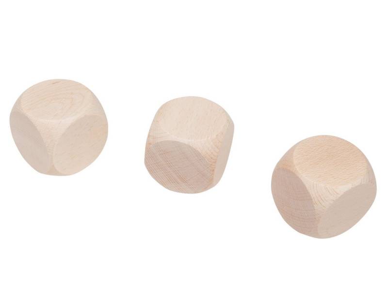 GICO Bastelperlen 3 x Gico Blankowürfel, Holzwürfel mit 40 mm Kantenlänge 5972 von GICO
