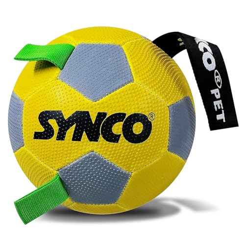Synco Hundeball Gelb/Grün mit Halteschlaufen – Größe 3 (20 cm) Dog Ball Gummiball für große & mittelgroße Hunde Hundespielzeug für Training & Spiel - 1054 von GICO