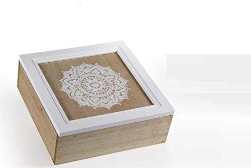 GICOS IMPORT EXPORT SRL ILC-748288 Holzkiste 19 x 19 x 7 cm im indischen Shabby Chic von GICOS IMPORT EXPORT SRL