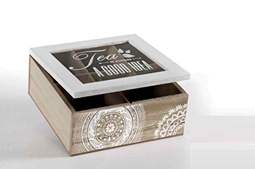 Gicos Import EXPORT SRL Aufbewahrungsbox aus Holz, 16 x 16 x 7 cm, Motiv: Indian Shabby Chic YAT-739507 von GICOS IMPORT EXPORT SRL