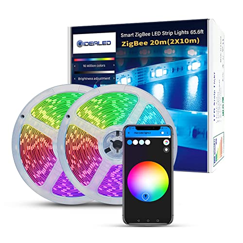 20m ZigBee LED Streifen Dimmbar Ambiance Kit,Arbeiten Sie mit Hub Bridge,Tuya Gateway für Smart APP Control RGB Light StripS,Arbeiten direkt mit Echo Plus für Alexa Sprachsteuerung von GIDEALED