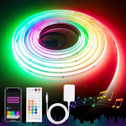 DC24V WiFi RGB+IC COB LED Streifen 5m Kit mit Fernbedienung,Smart App Steuerung Farbverlauf Dimmbar Hohe Dichte Adressierbarer RGB LED Strip Arbeiten mit Alexa/Google Assistant,Musik Synchronisieren DC24V WiFi RGB+IC COB LED Streifen 5m Kit mit Fernbedienung,Smart App Steuerung Farbverlauf Dimmbar Hohe Dichte Adressierbarer RGB LED Strip Arbeiten mit Alexa/Google Assistant,Musik Synchronisieren von GIDEALED