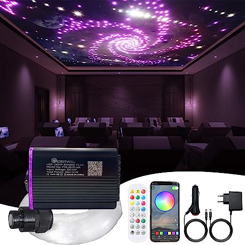 GIDEALED Twinkle RGBW LED Glasfaser Lichtset mit Meteorschauer,Smart APP und RF Ferngesteuerter Sternenlicht Dachhimmel mit gemischten 498 Stück 3m Glasfaserkabel für Heimkino Deckensternbeleuchtung von GIDEALED