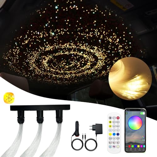 GIDEALED Twinkle Sternenhimmel Glasfaser Licht für Auto/Zuhause,Star Deckenleuchten Kit mit APP/Fernbedienung/Musikmodus,RGBW Lichtmaschine and 300pcs*0.75mm*2m Glasfaserkabel von GIDEALED