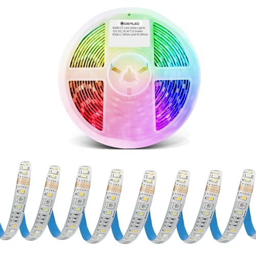 GIDEALED12V RGBWW LED Streifen 5m,Dimmbares RGB Kühlweiß Warmweiß(2700K-6000K) Flexibler Farbwechsel 6 Draht RGB CW WW LightStrip Plus für Ambiente Lighting,nur 16.4ft RGBCCT LED Strips von GIDEALED