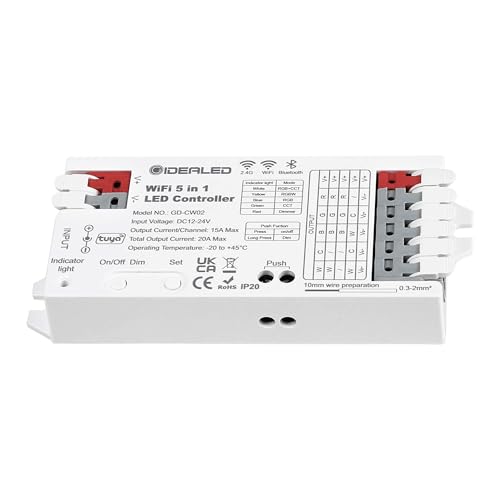 Smart 5 in 1 WiFi LED Controller RGBWW,Intelligent Wireless Controller for RGBCCT RGBW RGB CCT Single Color LED Streifen,APP/Voice Controlled Work with Alexa/Google Assistant(nur WLAN LED Controller) von GIDEALED