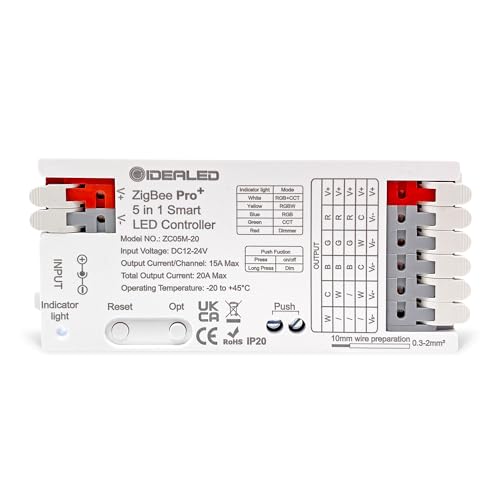 Smart 5 in 1 ZigBee 3.0 LED Streifen Controller Pro für RGBCCT RGBW RGB CCT und 5 White Cob LED Strips,Kompatibel mit ZigBee Hub Bridge,TUYA und Echo Plus,APP/Alexa Sprachsteuerung Farbwechsel Dimmen Smart 5 in 1 ZigBee 3.0 LED Streifen Controller Pro für RGBCCT RGBW RGB CCT und 5 White Cob LED Strips,Kompatibel mit ZigBee Hub Bridge,TUYA und Echo Plus,APP/Alexa Sprachsteuerung Farbwechsel Dimmen von GIDEALED