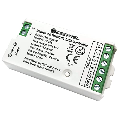 Smart ZigBee 3.0 RGBWW LED Streifen Controller Pro,kompatibel mit Hub Bridge,Echo Plus,Echo Studio,Echo Show(2.Gen) für APP/Alexa Sprachsteuerung RGBWW RGBW LED Strip(nur ein ZIGBEE LED Controller) von GIDEALED