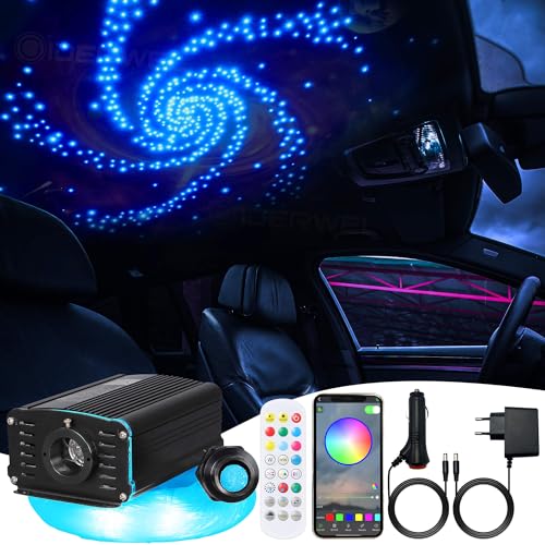 Twinkle LED Glasfaser Sternenhimmel Licht für Auto/Decke,Bluetooth App/RF Fernbedienung LED Fiber Optic Star Deckenleuchten Kit mit 300pcs,2m,0,75mm Glasfaserkabel and RGBW Motortreiber mit Musikmodus Twinkle LED Glasfaser Sternenhimmel Licht für Auto/Decke,Bluetooth App/RF Fernbedienung LED Fiber Optic Star Deckenleuchten Kit mit 300pcs,2m,0,75mm Glasfaserkabel and RGBW Motortreiber mit Musikmodus von GIDEALED