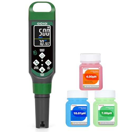 pH Messgerät für Hydrokulturen, pH Messgerät für Pool, TDS EC Messgerät mit Farbdisplay, pH Wert Wassertester Multiparameter für Aquarium, TDS Trinkwasser Tester, hohe Genauigkeit 0,01 von GIDIGI