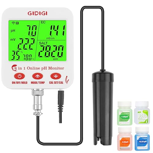 pH Online-Monitor für Aquarium Smart 8 in 1 pH TDS EC Salz ORP Luftfeuchtigkeit CF Temp Meter für Indoor Hydroponik Monitor pH WiFi Salzmessgerät für Aquarium Hydroponik pH Online-Monitor für Aquarium Smart 8 in 1 pH TDS EC Salz ORP Luftfeuchtigkeit CF Temp Meter für Indoor Hydroponik Monitor pH WiFi Salzmessgerät für Aquarium Hydroponik von GIDIGI