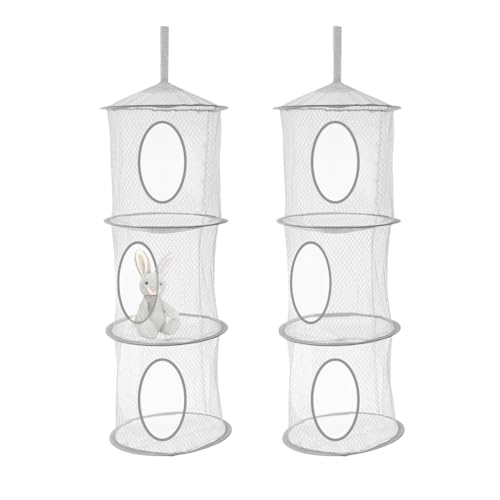 GIDWRIY 2 PCS Aufbewahrungsnetz Hängend,Faltbare Hängeaufbewahrung Kinderzimmer,Organizer Hängende Aufbewahrungstasche,Hängenetz Aufbewahrung Kuscheltier,Hängeregal Camping Hängeorganizer Schrank von GIDWRIY