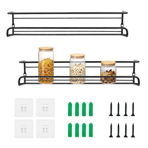 GIDWRIY 2er Set Gewürzregal Wand Ohne Bohren Schwarz,Schrank Gewürzregal Kleben,Spices Rack Organizer,Metall Gewürzhalter HäNgend,Küchenregal Wand,Gewürz Rack mit Selbstklebende und Schrauben GIDWRIY 2er Set Gewürzregal Wand Ohne Bohren Schwarz,Schrank Gewürzregal Kleben,Spices Rack Organizer,Metall Gewürzhalter HäNgend,Küchenregal Wand,Gewürz Rack mit Selbstklebende und Schrauben von GIDWRIY