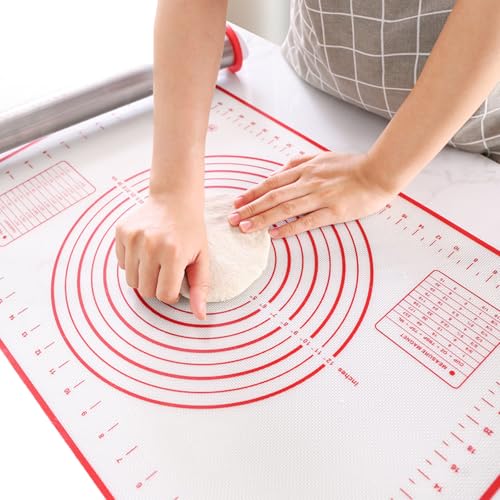 Antihaft-Silikon-Backmatte, hitzebeständige Teigrollmatte mit Messung 60 × 40 cm, wiederverwendbare Backmatten für Kuchen/Kuchen/Pizza, Rot Antihaft-Silikon-Backmatte, hitzebeständige Teigrollmatte mit Messung 60 × 40 cm, wiederverwendbare Backmatten für Kuchen/Kuchen/Pizza, Rot von GIEEU