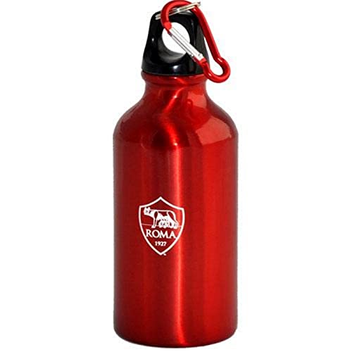 Giemme AS Roma Thermoflasche aus Aluminium, Farbe Rot, mit Karabinerhaken und Schraubverschluss, offizielles Produkt, H 17 cm, Fassungsvermögen 400 ml von GIEMME