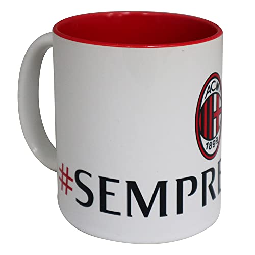 Tasse Milan aus Keramik mit roter Innenseite und Schriftzug "Sempremilan", offizielles Produkt von GIEMME