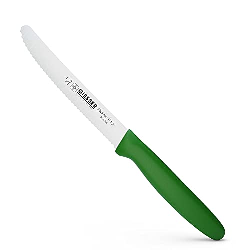 Giesser seit 1776 - Made in Germany - Tomatenmesser 11 cm Veggie, Universalmesser, grün, nachhaltiger Griff, rutschfest, kleines Küchenmesser rostfrei, scharfes Messer für gesunde Küche von Giesser