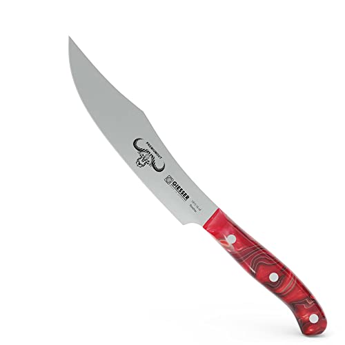 Giesser seit 1776 - Made in Germany - Zubereitungsmesser 16 cm Red Diamond, PremiumCut Veggie No 1, Küchenmesser, Acryl, exotisch, rostfrei, deutsches Grillmesser scharf von Giesser