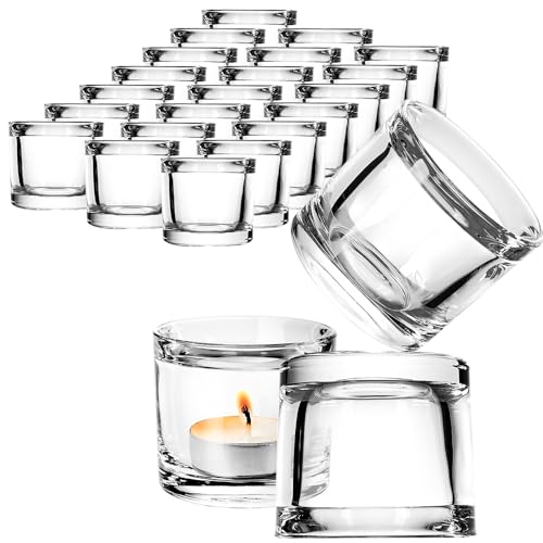 Giessle® 24 Stück Edle Gastronomie/Hochzeit Teelichthalter Teelichtglas Windlicht Teelicht Gläser für kleine Teelichter Glas Set von GIESSLE