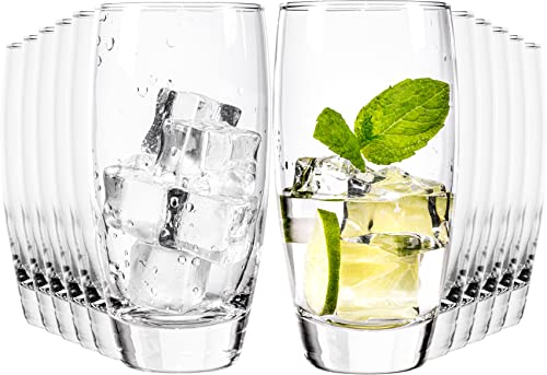 GIESSLE® 12 Stück Wassergläser [ 350 ml groß ] Trinkglas Longdrinkgläser Set von GIESSLE