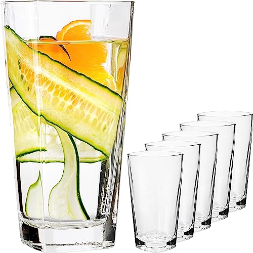 GIESSLE® 6 eckige Wassergläser [ 360ml groß ] Trinkglas Longdrinkgläser Set von GIESSLE