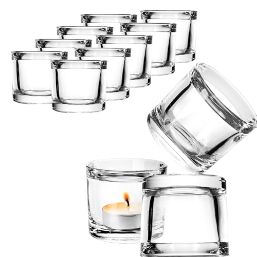 Giessle® (gewählte Stückzahl: 12) edle Teelichthalter Teelichtglas Windlicht Teelicht Gläser für kleine Teelichter Glas Set von GIESSLE
