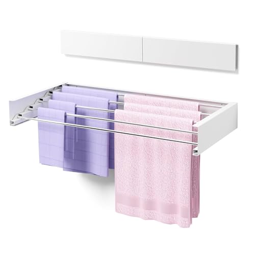 GIFALPXO 80cm, Wäscheständer Mit Versenkbarer Wandhalterung, Klappbarer Wäscheständer Für Drinnen Oder Draußen, Ausklappbarer Trockner Mit 5 Roststäben GIFALPXO 80cm, Wäscheständer Mit Versenkbarer Wandhalterung, Klappbarer Wäscheständer Für Drinnen Oder Draußen, Ausklappbarer Trockner Mit 5 Roststäben von GIFALPXO