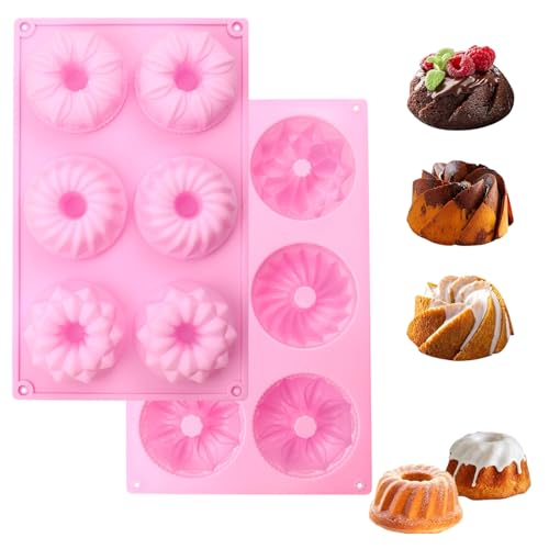 GIFANEO 2 Stück Mini Silikon Gugelhupfform, Gugelhupf Backform, praktisches Plastik-Silikon,Antihaftbeschichted Backformen,Wiederverwendbar, Ideal für Kreatives Backen von GIFANEO