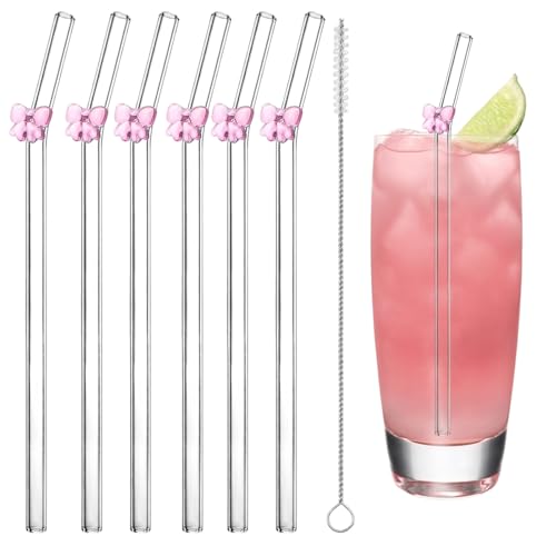 GIFANEO 6 Stück Glasstrohhalme Lang Mit Schleifenmuster,Transparent Glasstrohhalme Lang,Strohhalme Glas,Strohhalme Glas Set,Für Milchshakes,Säfte GIFANEO 6 Stück Glasstrohhalme Lang Mit Schleifenmuster,Transparent Glasstrohhalme Lang,Strohhalme Glas,Strohhalme Glas Set,Für Milchshakes,Säfte von GIFANEO