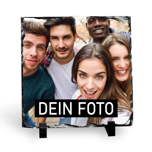 GIFART Schieferplatte mit Foto – Schiefertafel personalisiert – Tafel aus Natur-Schiefer mit eigenem Bild – Geschenkidee mit Aufsteller (15x15) von GIFART