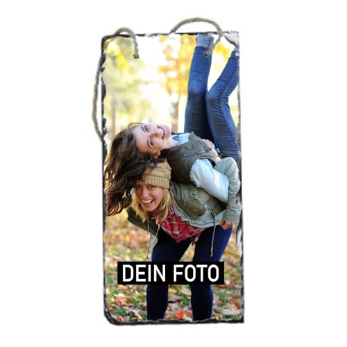 GIFART Schieferplatte mit Foto – Schiefertafel personalisiert – Tafel aus Natur-Schiefer mit eigenem Bild – Geschenkidee mit Aufsteller (30x15 mit Seil) von GIFART
