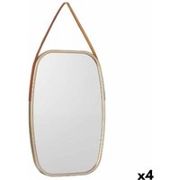 Gift Decor - Spiegel de Wand Champagner Braun Kristall Kunstleder 43 x 65 x 3 cm (4 Stück) von GIFT DECOR