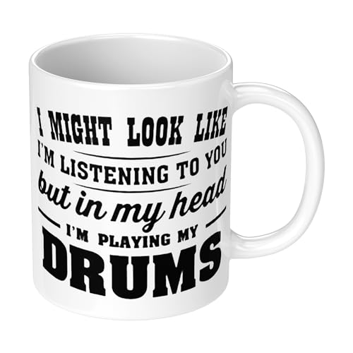 Lustige Geschenktasse mit Aufschrift in My Head I'm Playing My (Drums) von GIFT MUGS