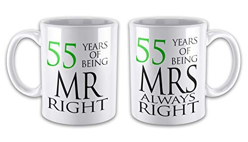 Mr Right & Mrs Always Right Anniversary (55. Smaragd) Tassen von GIFT MUGS