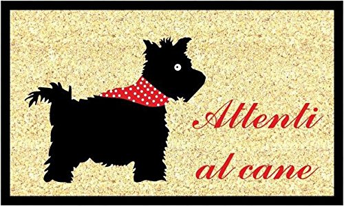 GIFTCOMPANYITALY OGGETTI IDEE DESIGN Gift Company Fußmatte Attenti Al Hunde, Cocco/PVC, bunt, 75 x 1,5 x 45 cm von GIFTCOMPANYITALY OGGETTI IDEE DESIGN