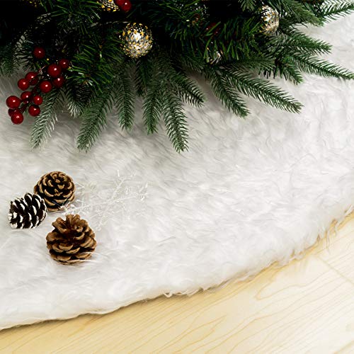 GIGALUMI 90cm Weihnachtsbaumdecke Weiß Plüsch Christmasbaumdecke Rund Fell Tannenbaum-Unterlage Ornamente Dekoration für Weihnachten von GIGALUMI