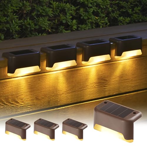 GIGALUMI Solar Deck Lights 4 Pcs Solar Solar Step Lights Bronze Solar Fence Lights Waterproof for Outdoor Pathway, Hof, Patio, Stairs, Step and Fences. (Warm White) von GIGALUMI