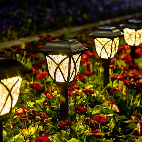 GIGALUMI Solar-LED-Wegleuchten für den Außenbereich, 6 Stück, wasserdichte solarbetriebene Weglichter für Garten, Terrasse, Landschaft, Gehweg, Warmweiß von GIGALUMI