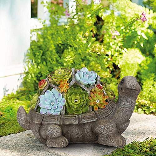 GIGALUMI Solar Schildkröte Geschenke für Frauen, Solar Garten Statue mit Sukkulenten und 7 LEDs, Geburtstagsgeschenk für Frauen, Deko für Hof (11,4 Zoll / 29 cm) von GIGALUMI