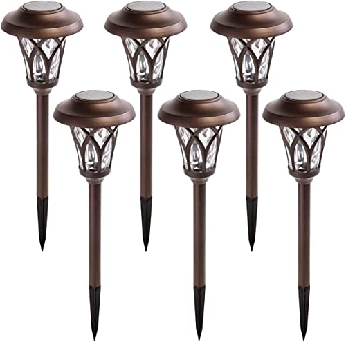 GIGALUMI Solarleuchten für Garten 6 Stück Solar Gartenleuchte LED Außenleuchte Wegleuchte Hohe Lumen Superhelle Wegbeleuchtung für Garten, Balkon, Terrasse Weiß von GIGALUMI